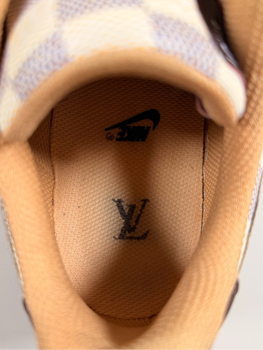 Nike Air Force 1 Tan and White Checkered Sneakers - Picture 5 of 6